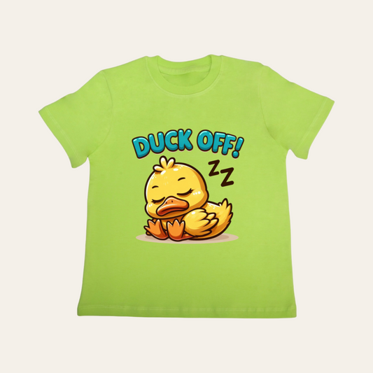 Unisex Neon Green Sleeping Duck T Shirt for Kids