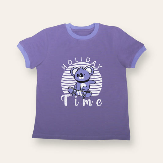 Unisex Purple with Ribs Holiday Time T Shirt for Kids