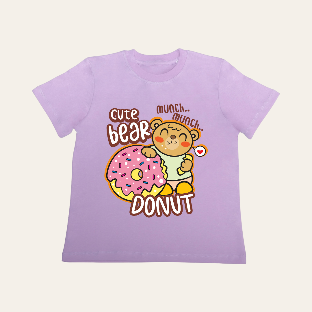 Unisex Lavender Bear Donut T Shirt for Kids