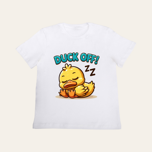 Unisex Off White Sleeping Duck T Shirt for Kids