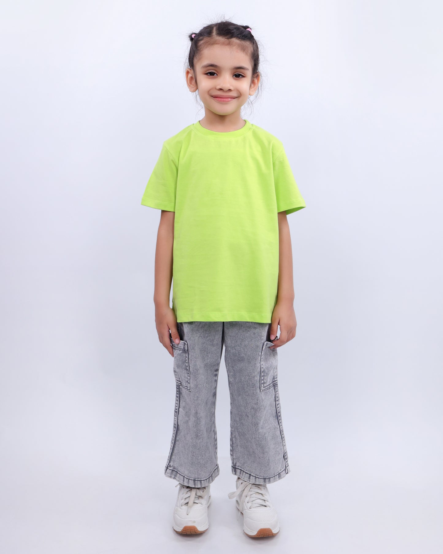 Unisex Plain Neon Green T Shirt for Kids