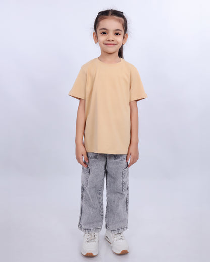 Unisex Plain Light Brown T Shirt for Kids