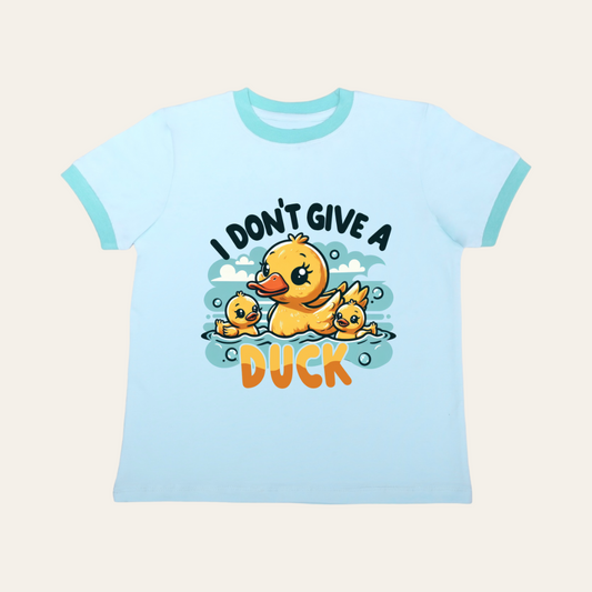 Unisex Turquoise Ribbed Duck T Shirt for Kids