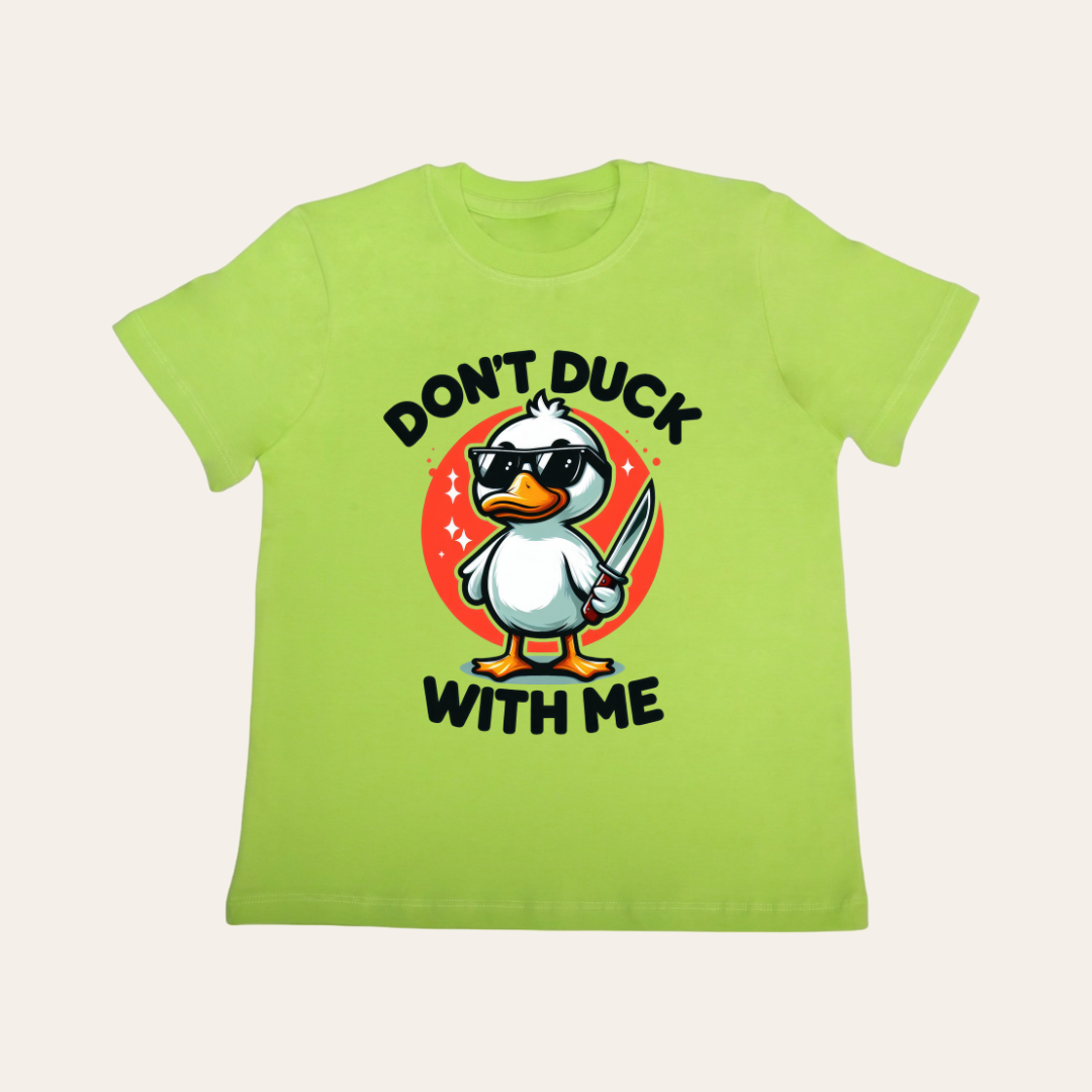 Unisex Neon Green Don't Duck T Shirt for Kids