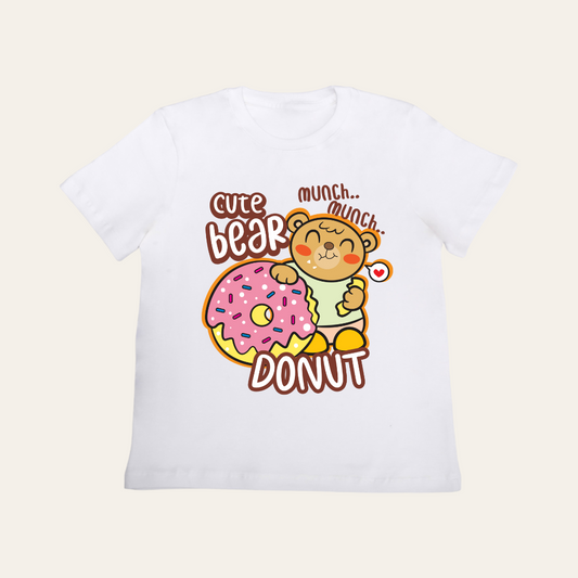 Unisex White Bear Donut T Shirt for Kids