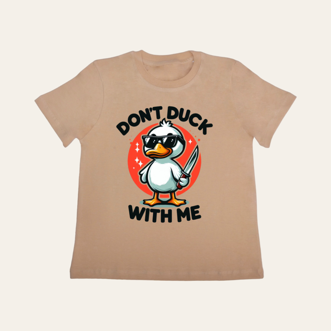 Unisex Light Brown Don't Duck T Shirt for Kids