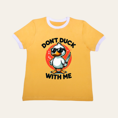 Unisex Yellow Ribbed Don't Duck T Shirt for Kids