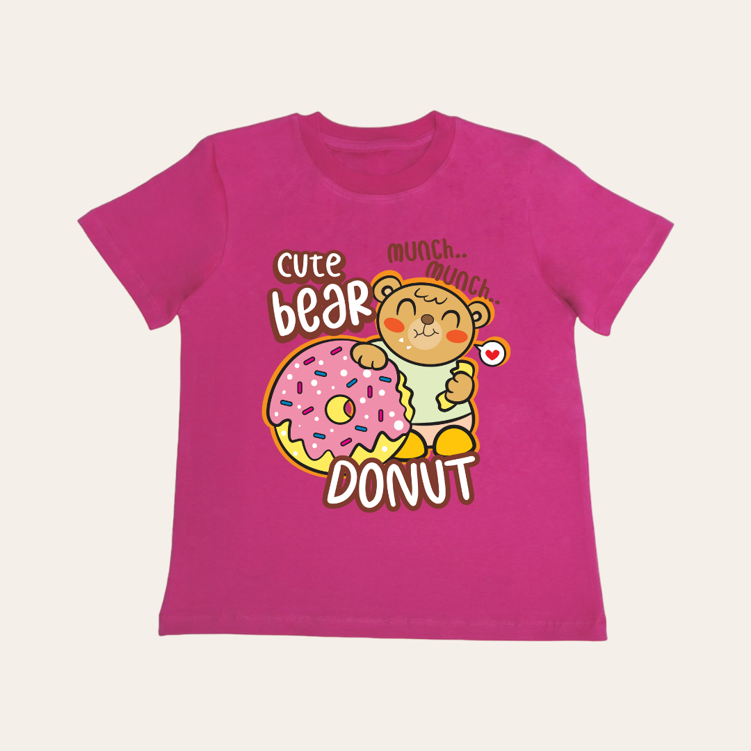 Unisex Pink Bear Donut T Shirt for Kids