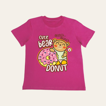 Unisex Pink Bear Donut T Shirt for Kids