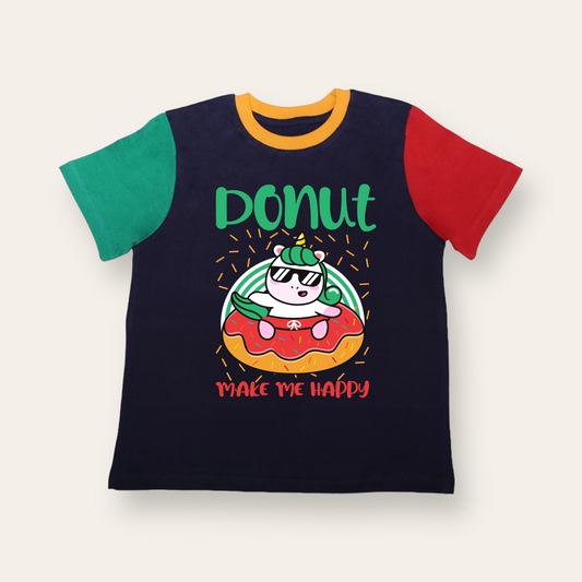 Unisex Blue, Red & Green Unicorn Donut T Shirt for Kids