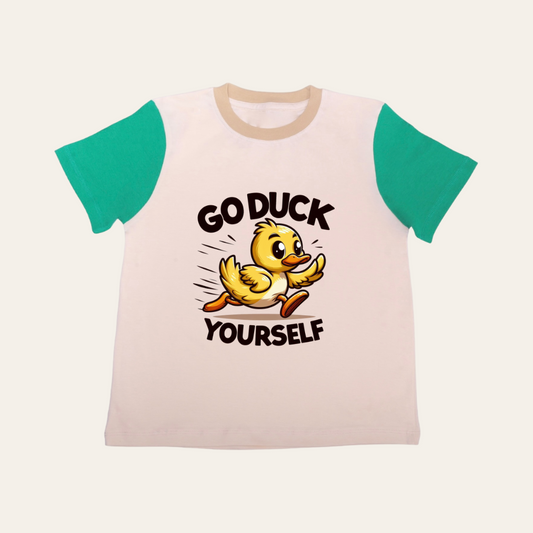 Unisex Go Duck Cream & Green T Shirt for Kids