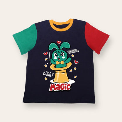 Unisex Blue, Red & Green Bunny T Shirt for Kids