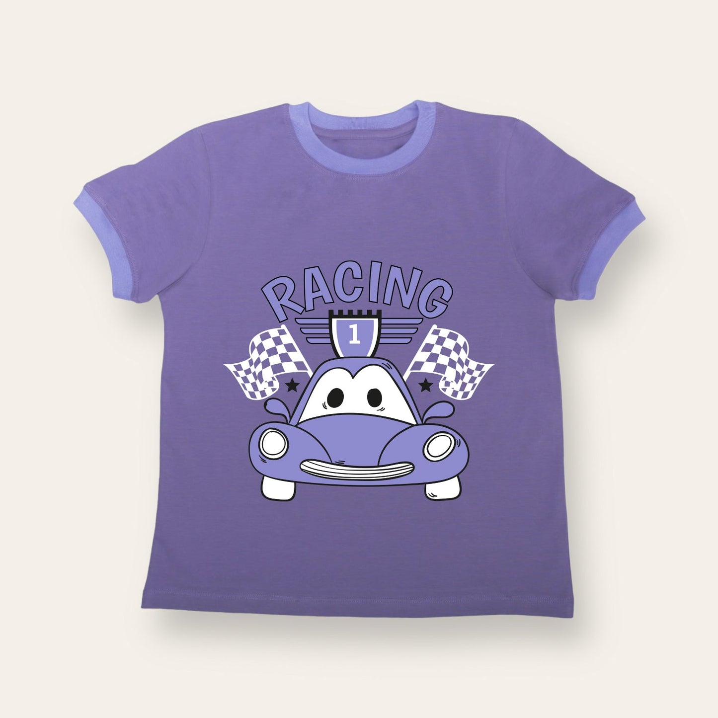 Unisex Purple with Ribs Racing T Shirt for Kids