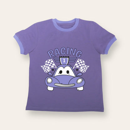 Unisex Purple with Ribs Racing T Shirt for Kids