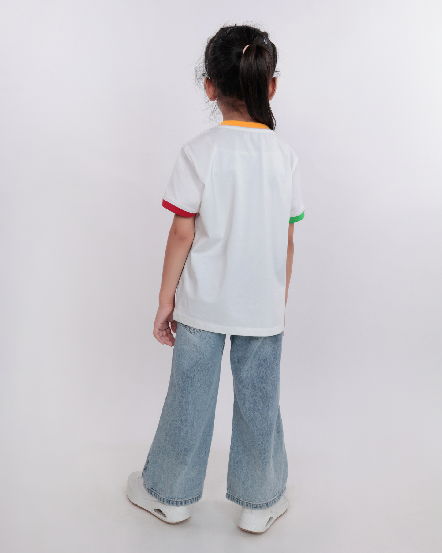 Unisex Plain White Ribbed T Shirt for Kids