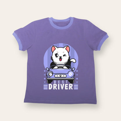 Unisex Purple with Ribs Best Driver T Shirt for Kids