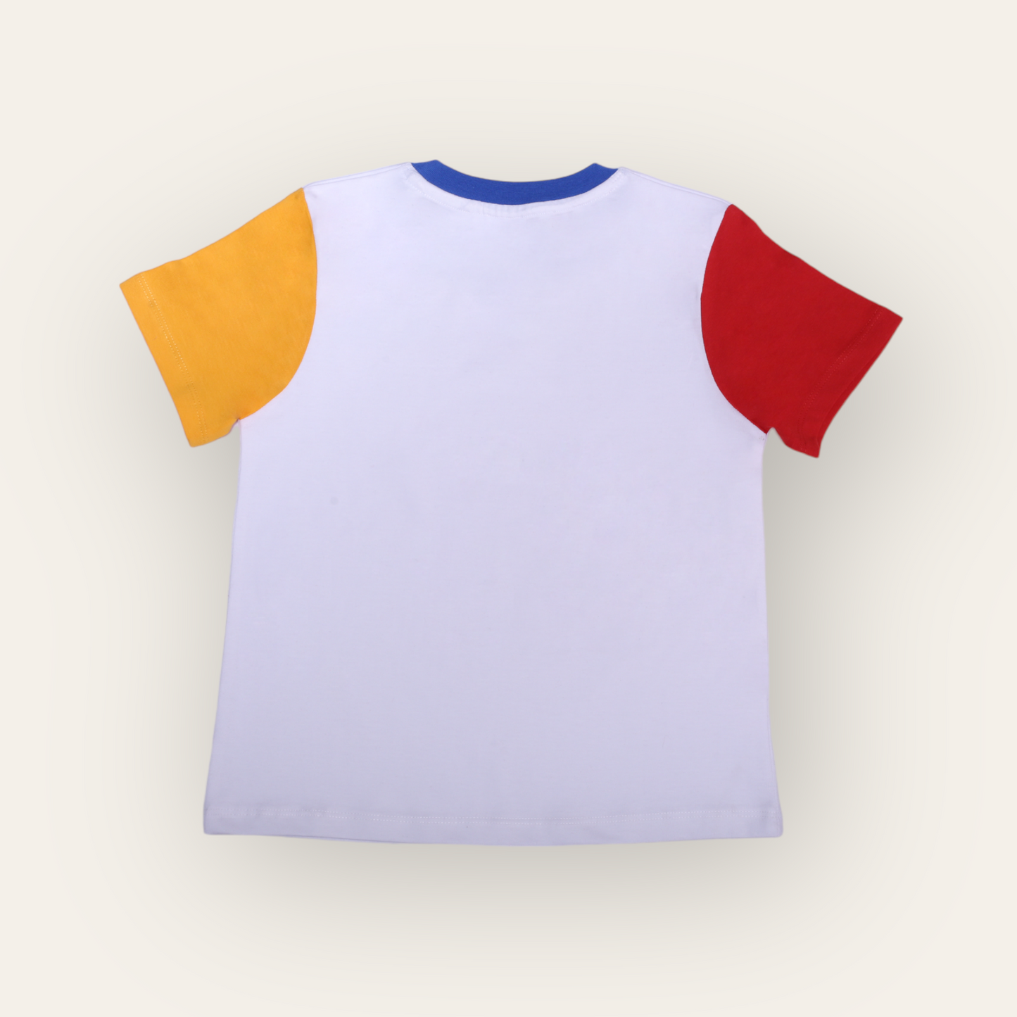 Unisex Plain White, Red & Yellow Sleeves Plain T Shirt for Kids