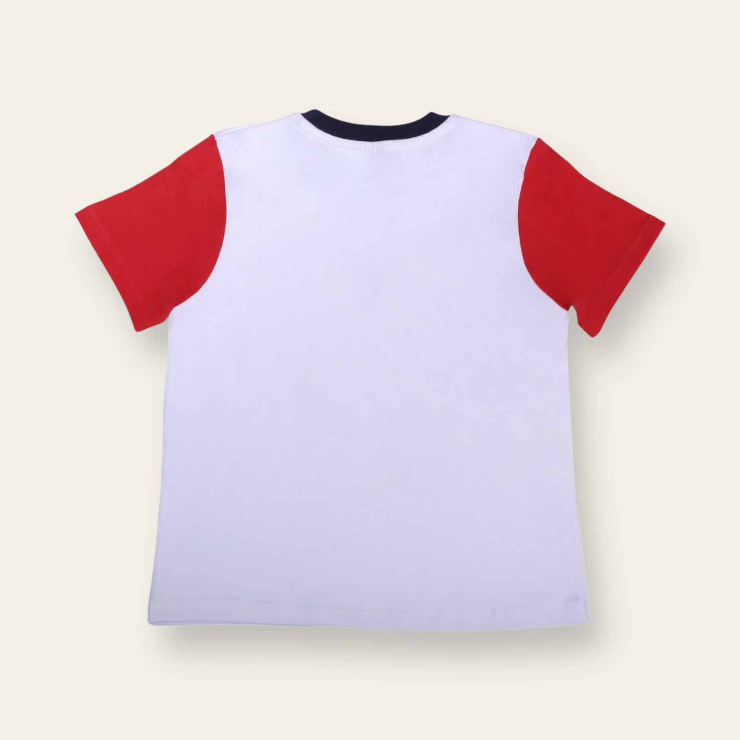 Unisex White/Red Sleeves Bear Biker T Shirt for Kids