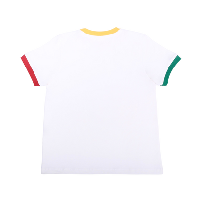 Unisex White with Colorful Ribs Car Racer T Shirt for Kids