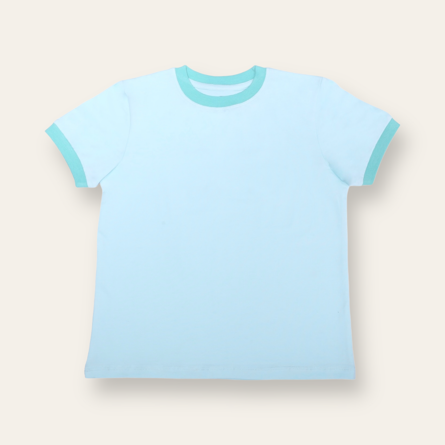 Unisex Plain Turquoise Ribbed T Shirt for Kids