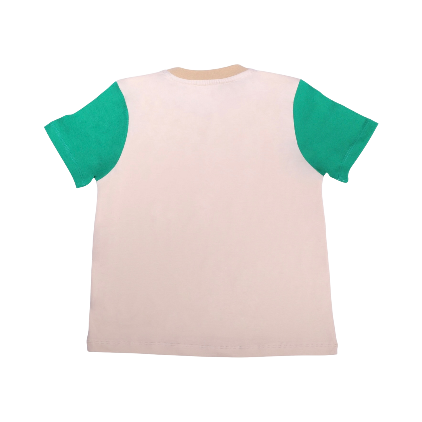 Unisex Cream & Green Racing T Shirt for Kids