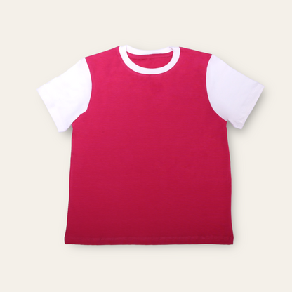 Unisex Plain Pink & White T Shirt for Kids