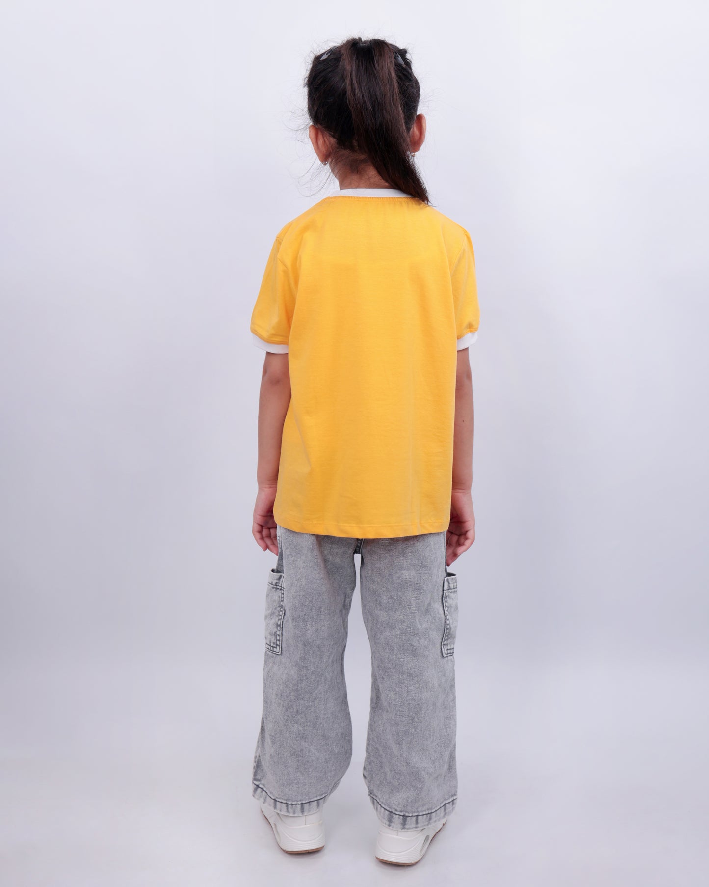 Unisex Plain Yellow Ribbed T Shirt for Kids