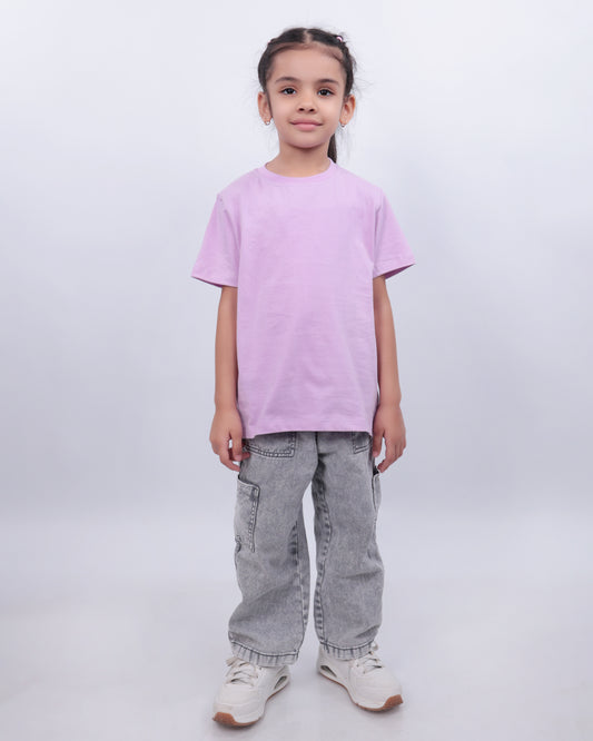 Unisex Plain Lavender T Shirt for Kids