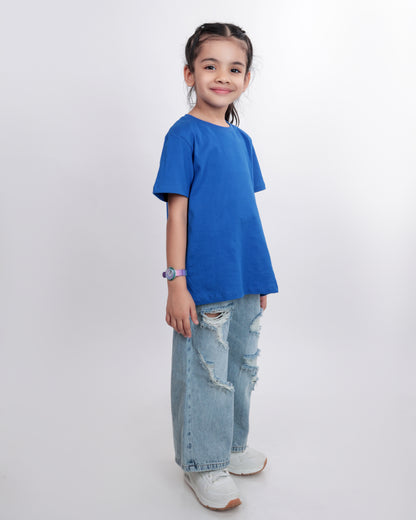 Unisex Plain Royal Blue T Shirt for Kids