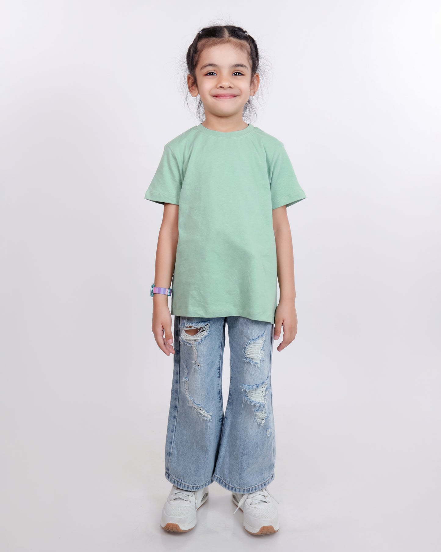 Unisex Plain Sage Green T Shirt for Kids