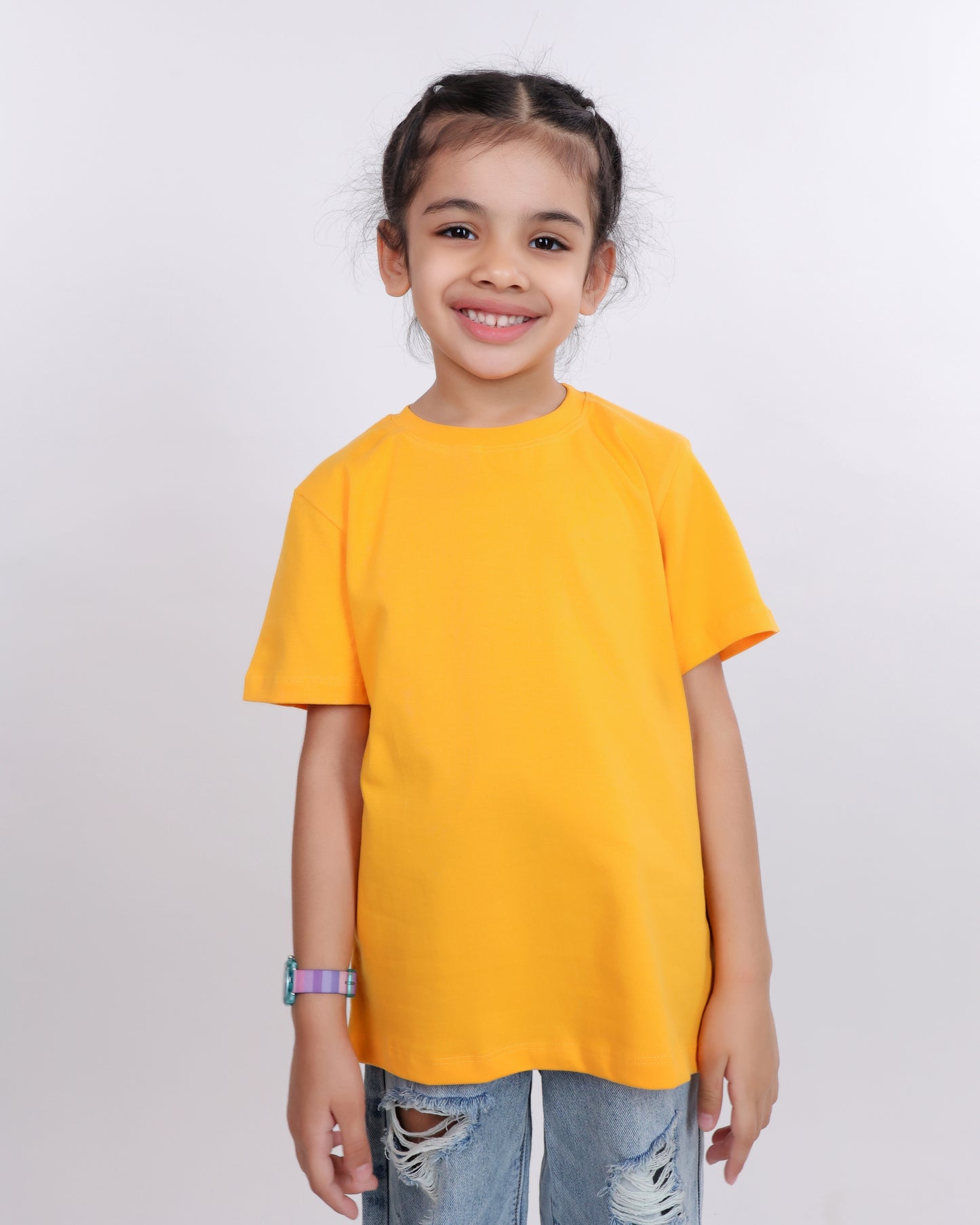 Unisex Plain Mango Yellow T Shirt for Kids