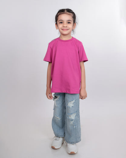 Unisex Plain Pink T Shirt for Kids