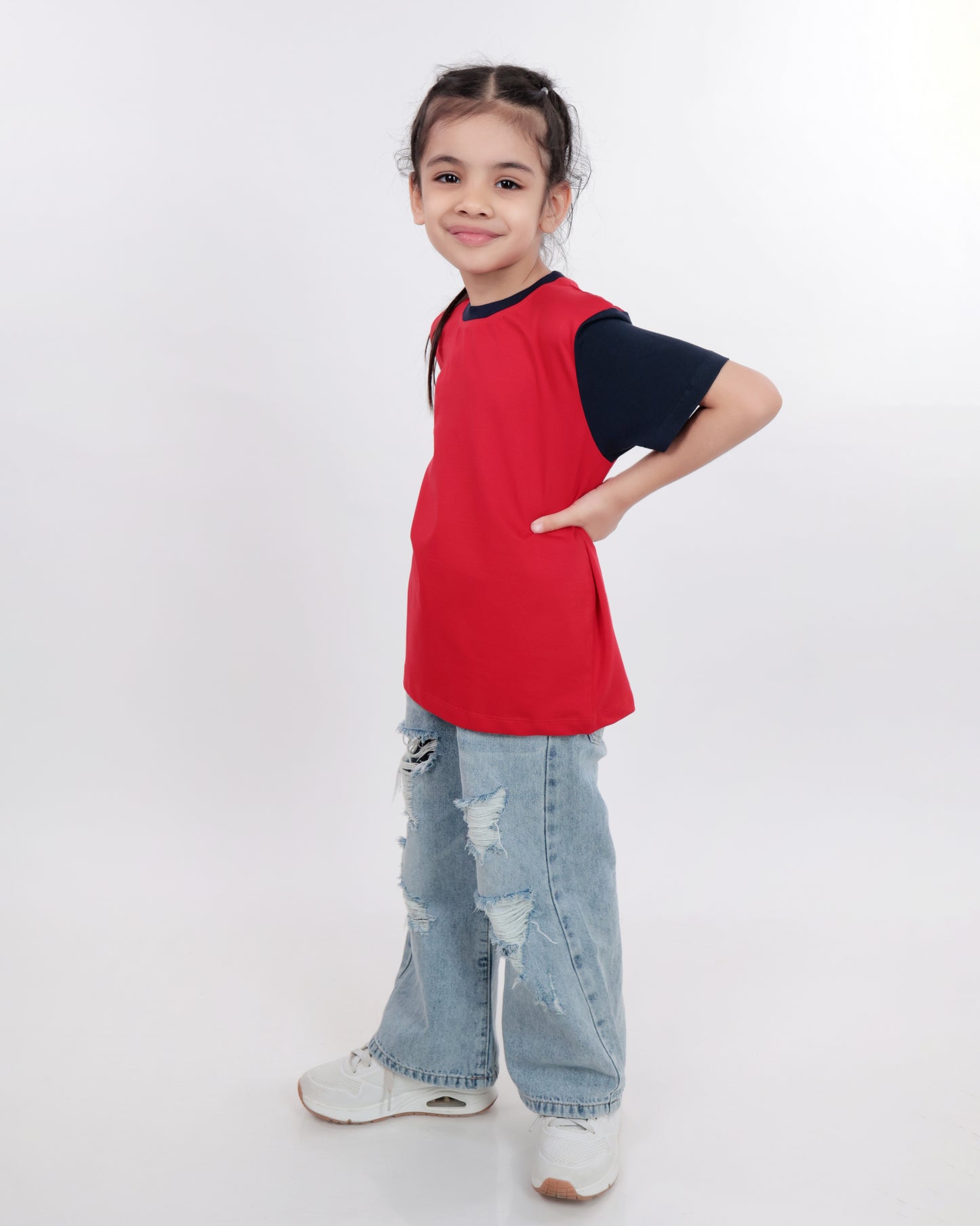 Unisex Plain Red & Blue T Shirt for Kids