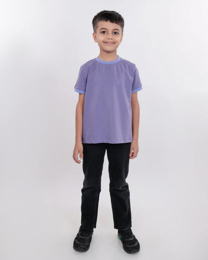 Unisex Plain Purple Ribbed T Shirt for Kids