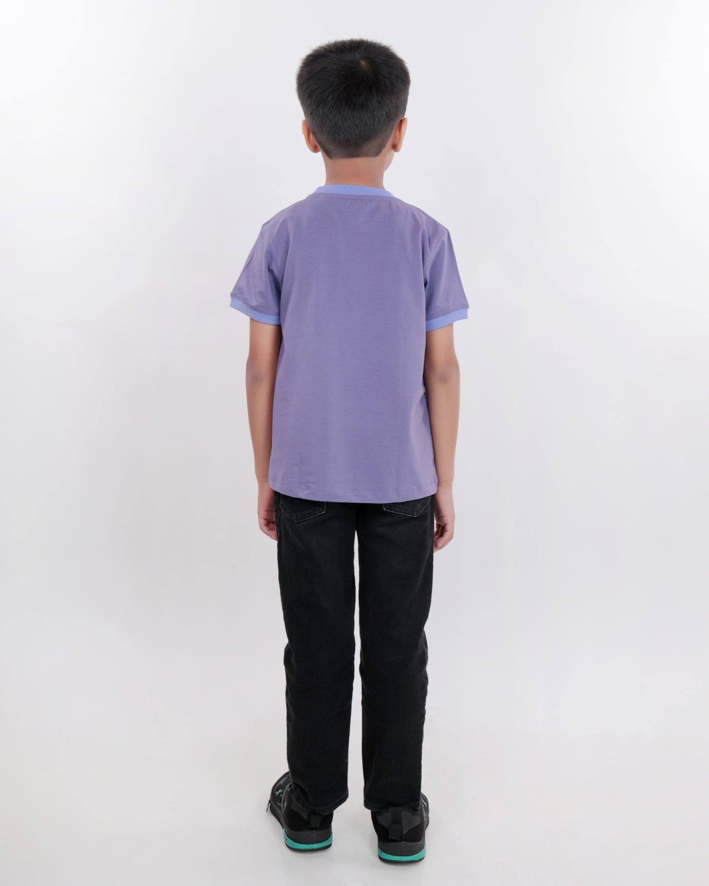 Unisex Plain Purple Ribbed T Shirt for Kids