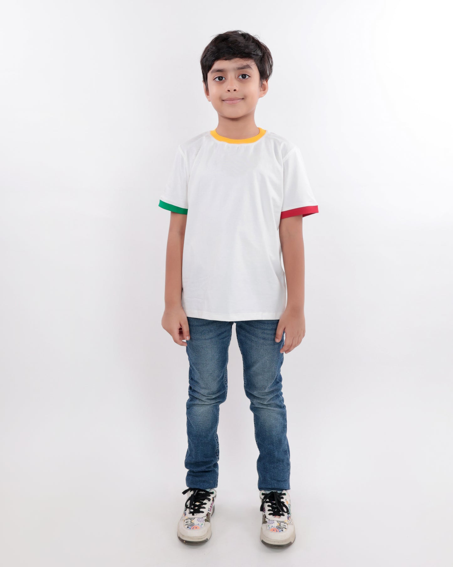 Unisex Plain White Ribbed T Shirt for Kids