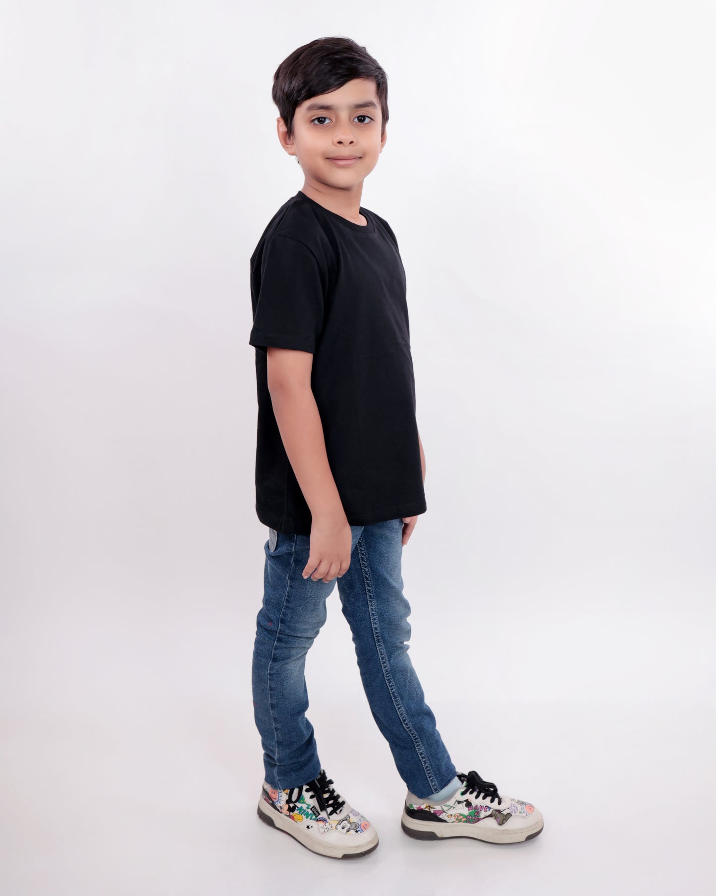 Unisex Plain Black T Shirt for Kids