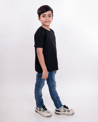 Unisex Plain Black T Shirt for Kids