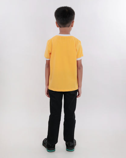 Unisex Plain Yellow Ribbed T Shirt for Kids