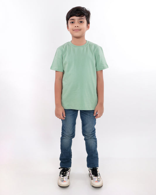 Unisex Plain Sage Green T Shirt for Kids