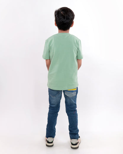 Unisex Plain Sage Green T Shirt for Kids