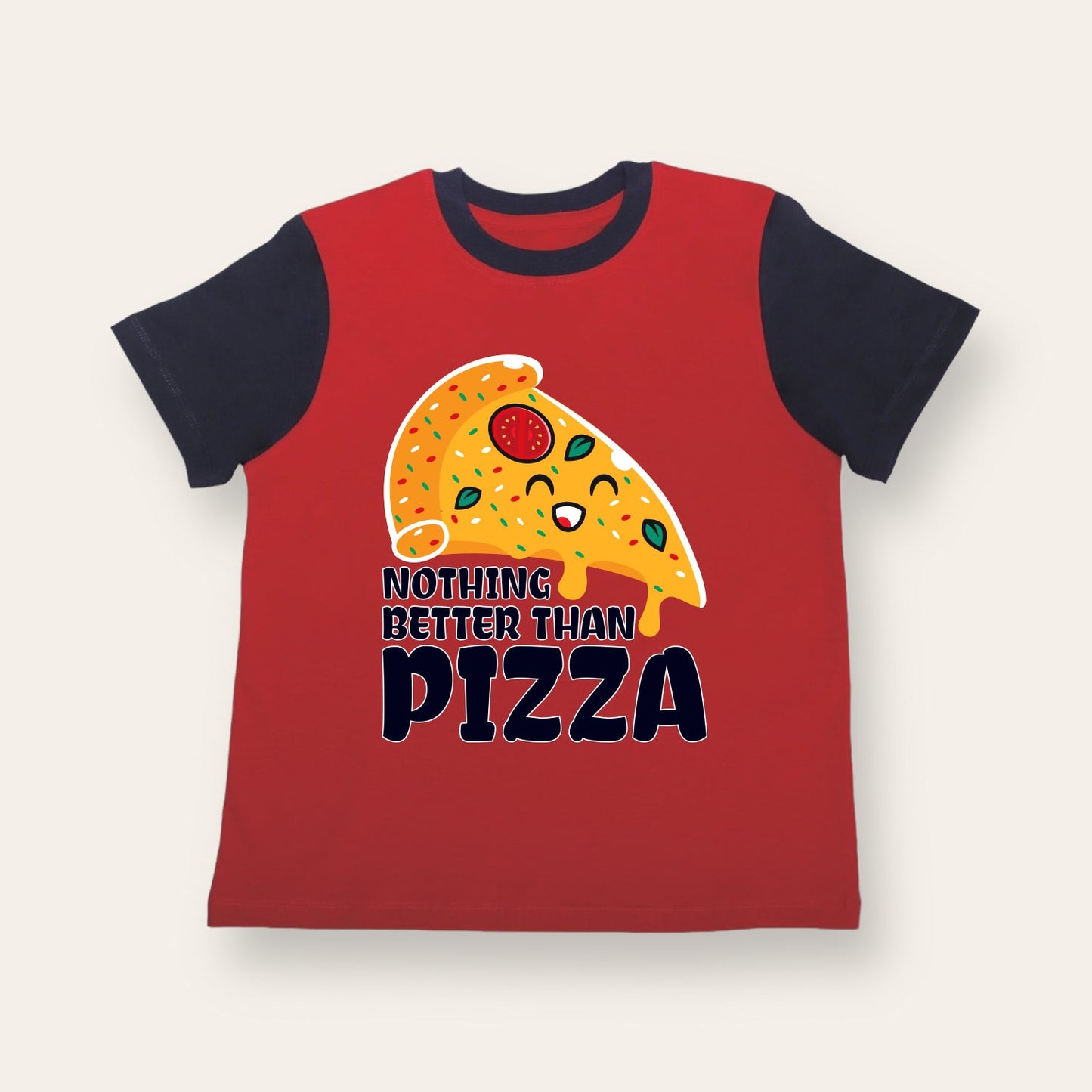 Unisex Red & Blue Pizza Lover T Shirt for Kids