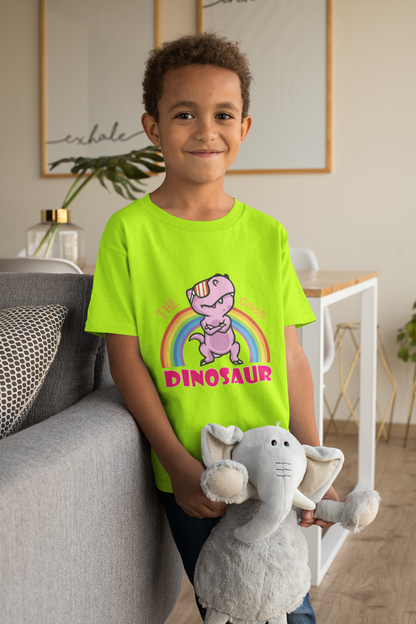 Unisex Neon Green Dinosaur Print T Shirt for Kids